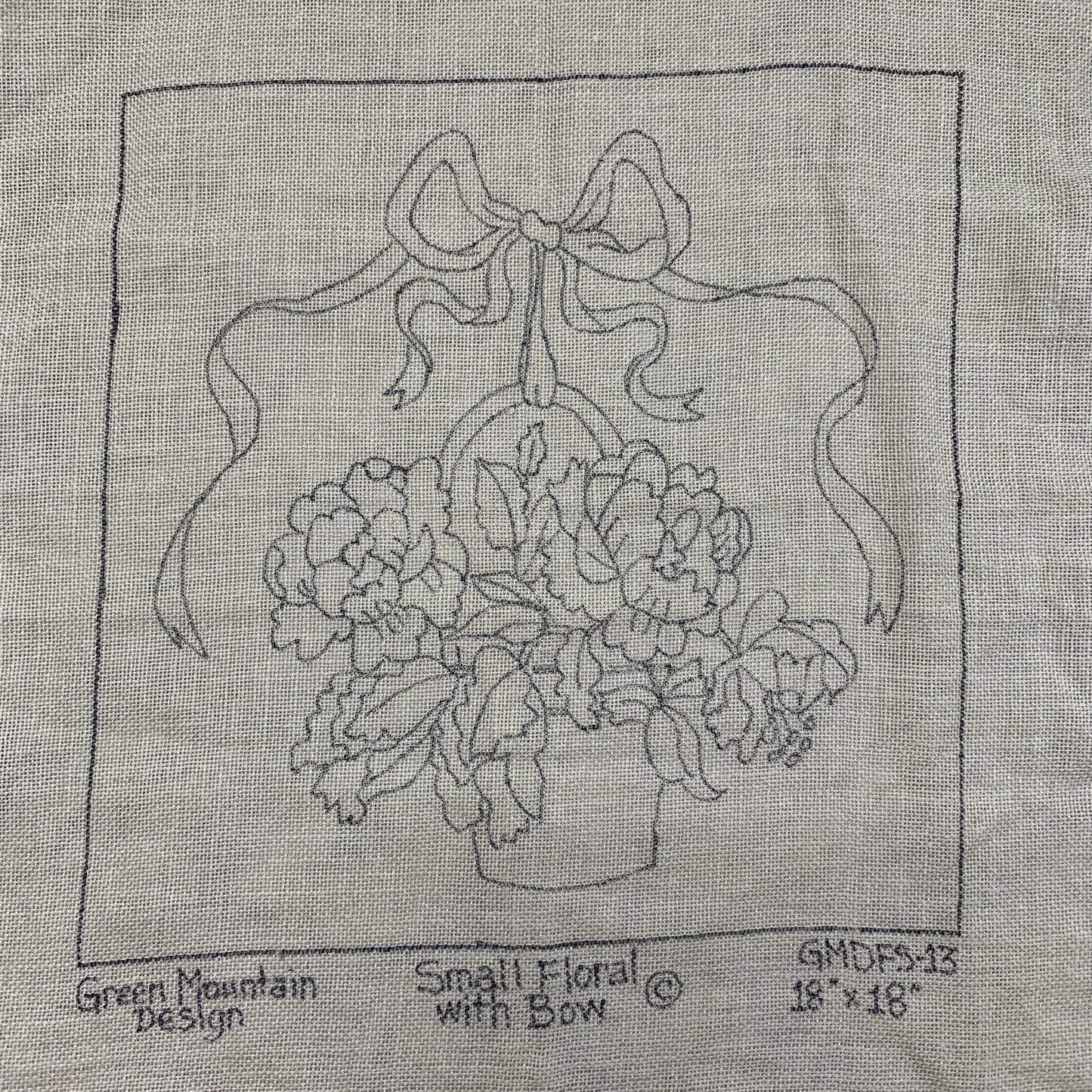 Discount Patterns - Small Floral with Bow, on bleached linen