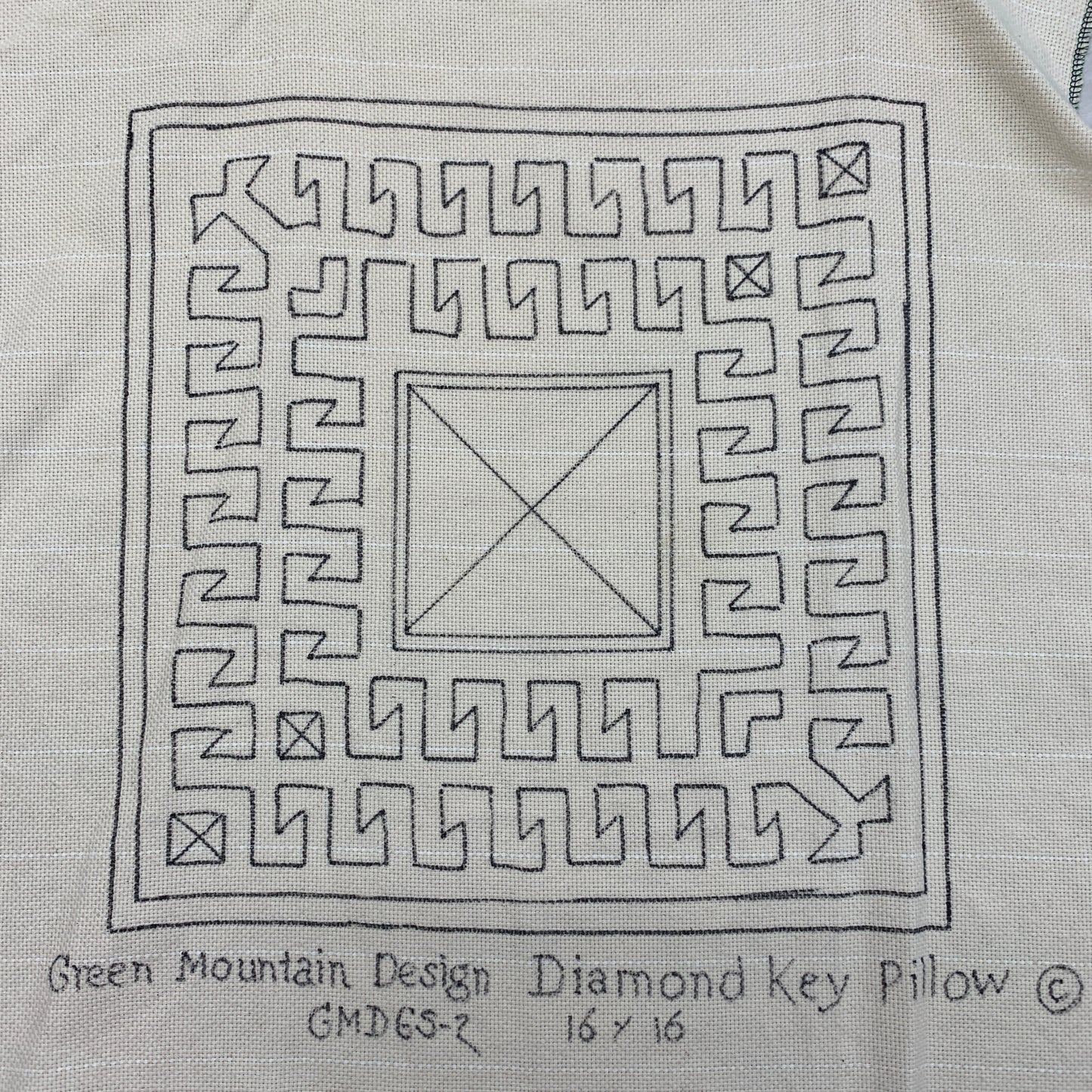 Discount Patterns - Diamond Key Pillow, on monk's cloth