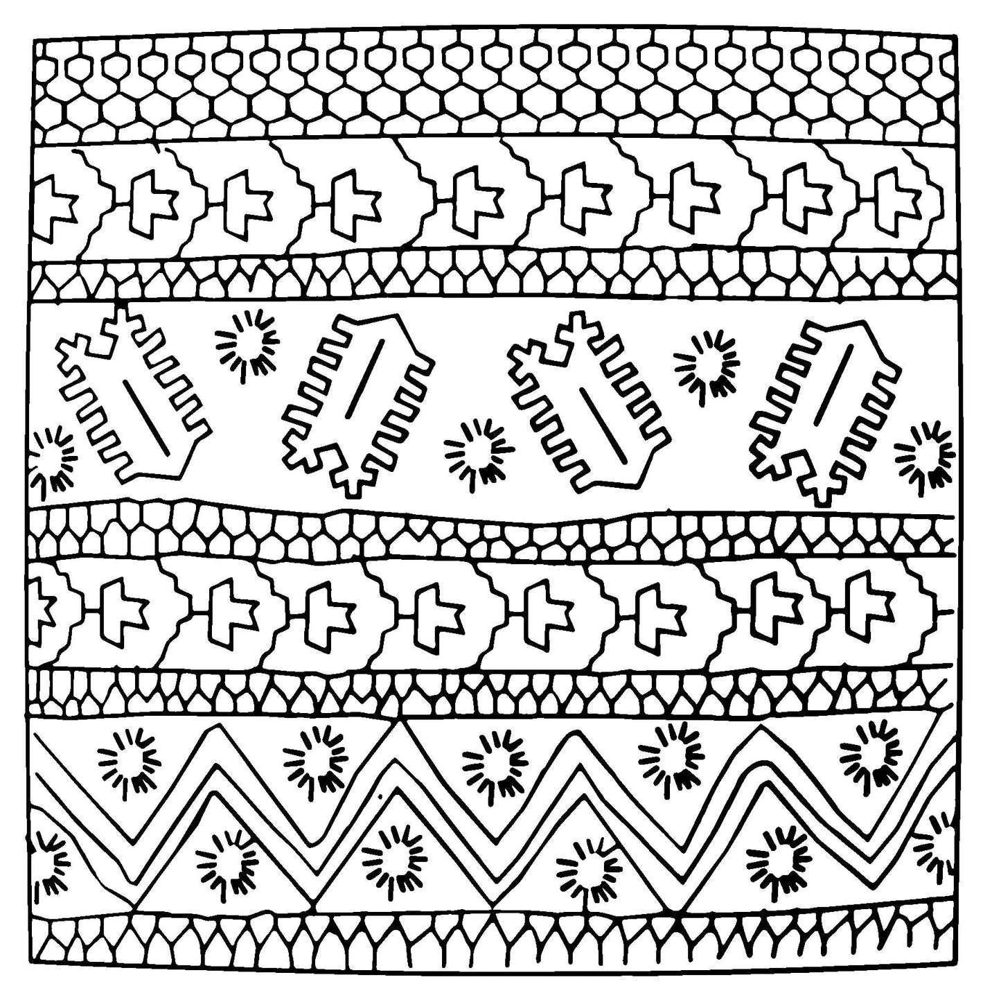 Discount Patterns - Indian Border, on unbleached linen