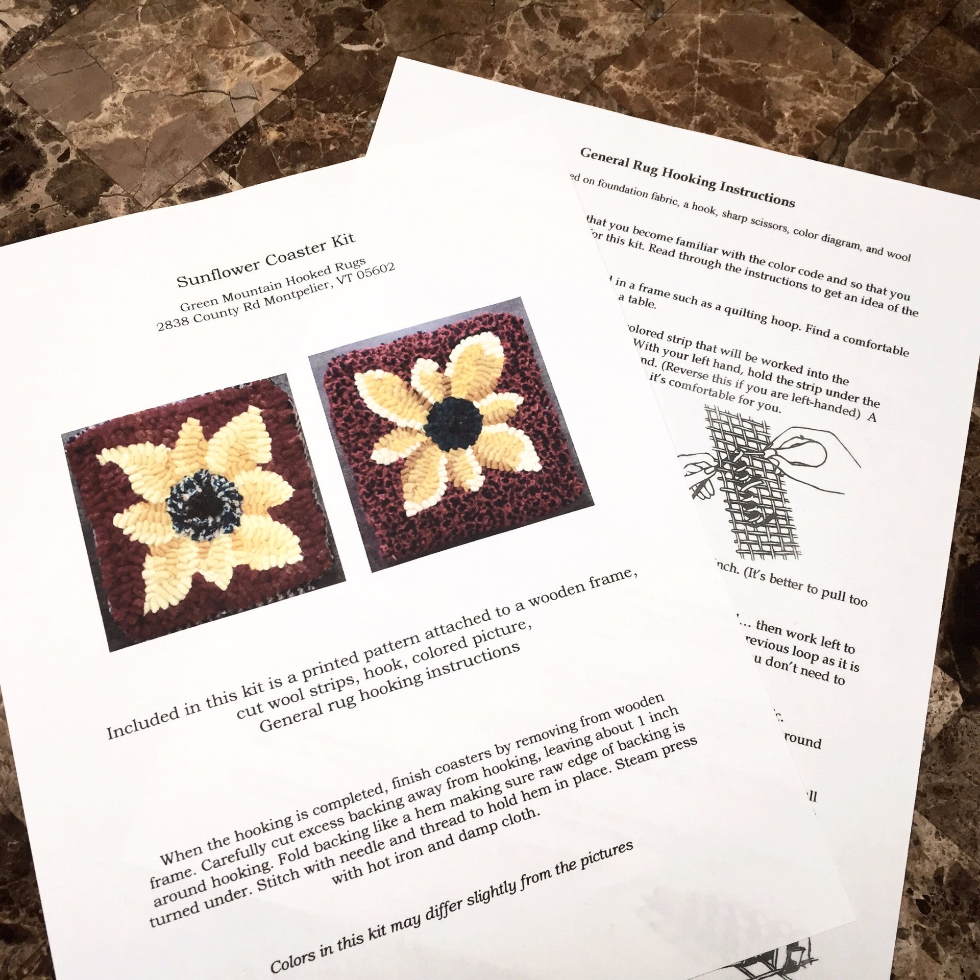 Kit - Sunflower Coasters - Rug Hooking Supplies