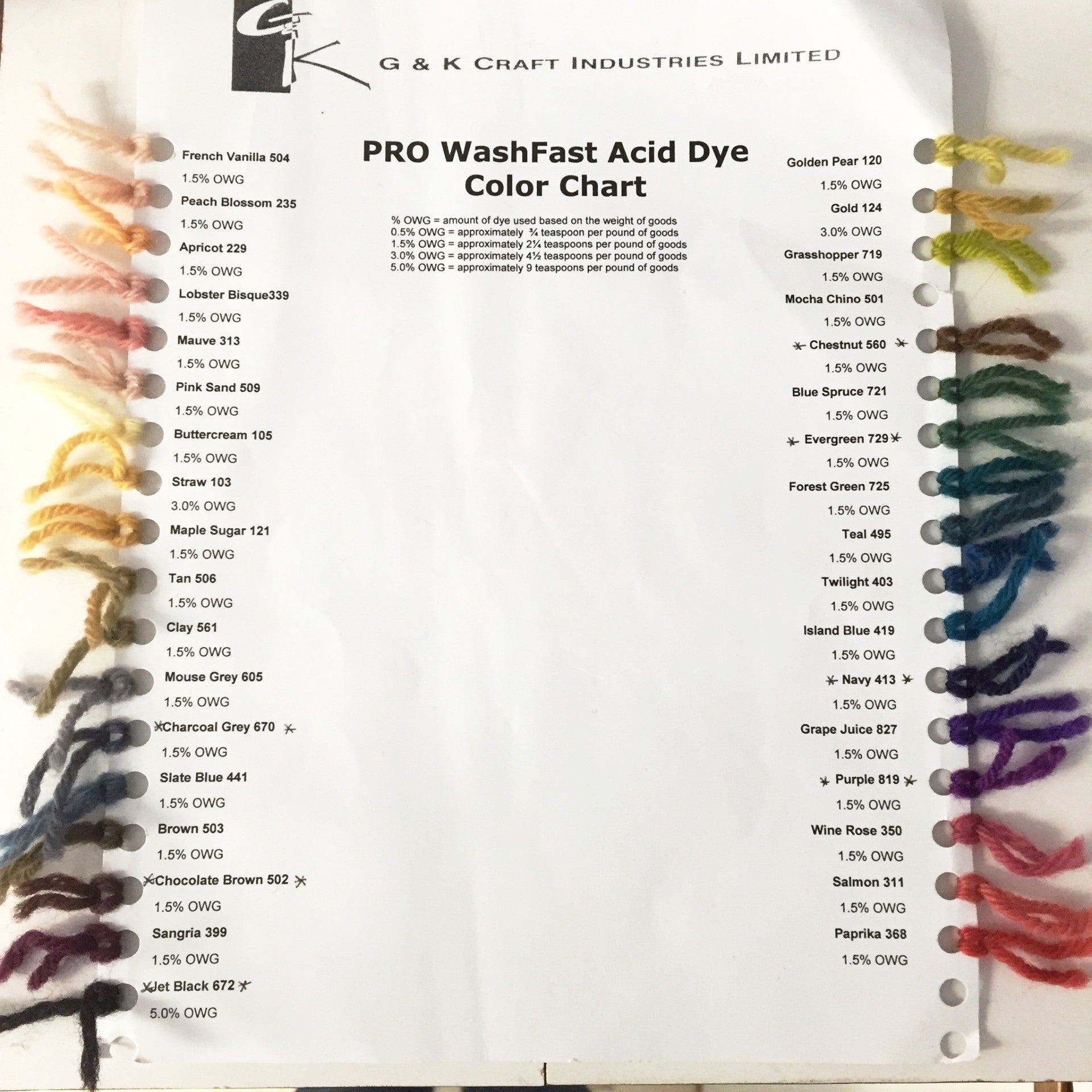 ProChem Dyes - Rug Hooking Supplies