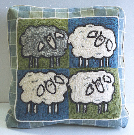 DiFranza Designs - Four Sheep Pillow - Rug Hooking Supplies