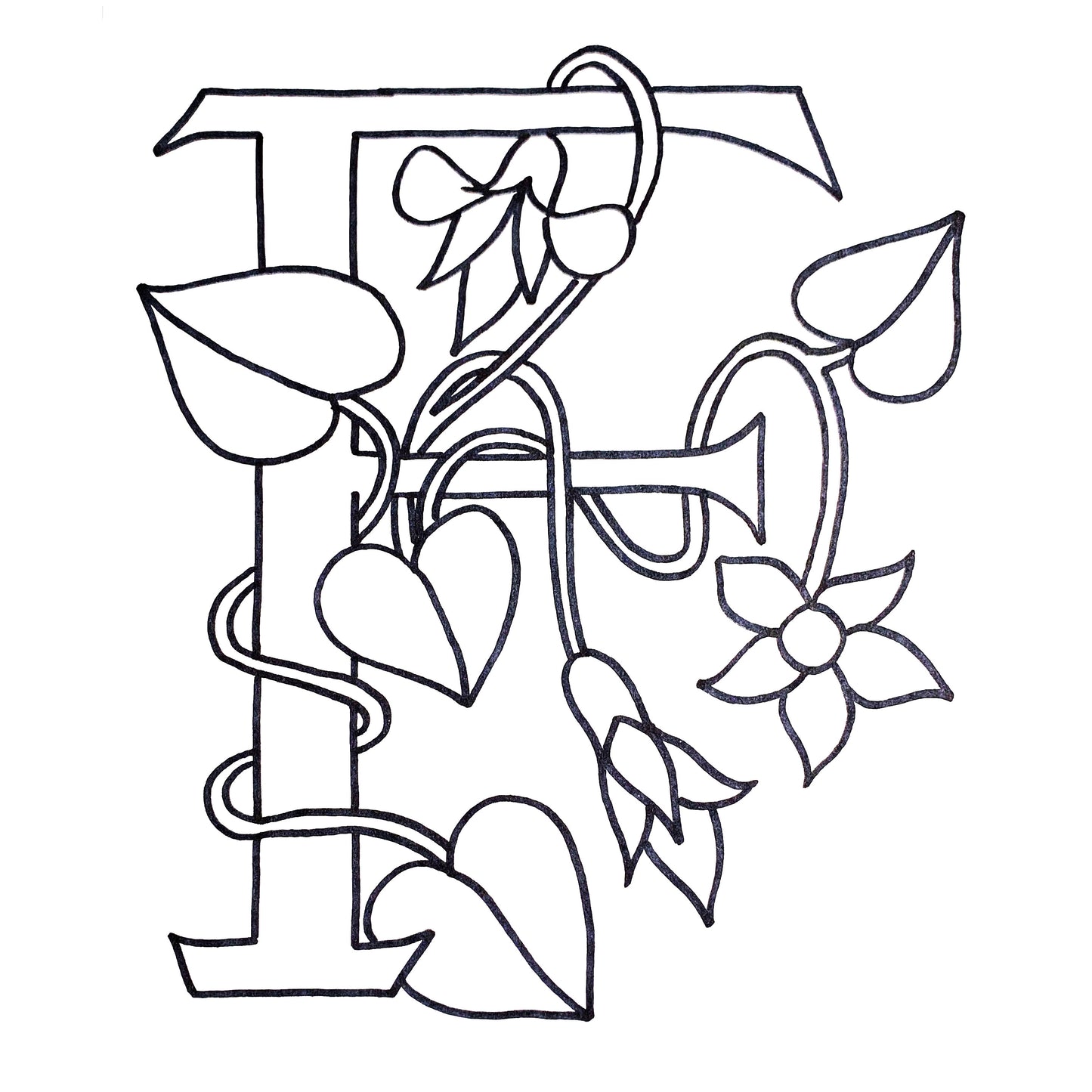DiFranza Designs - Floral Letters, F - Rug Hooking Supplies