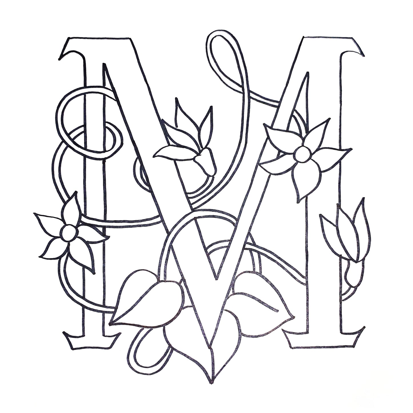 DiFranza Designs - Floral Letters, M - Rug Hooking Supplies