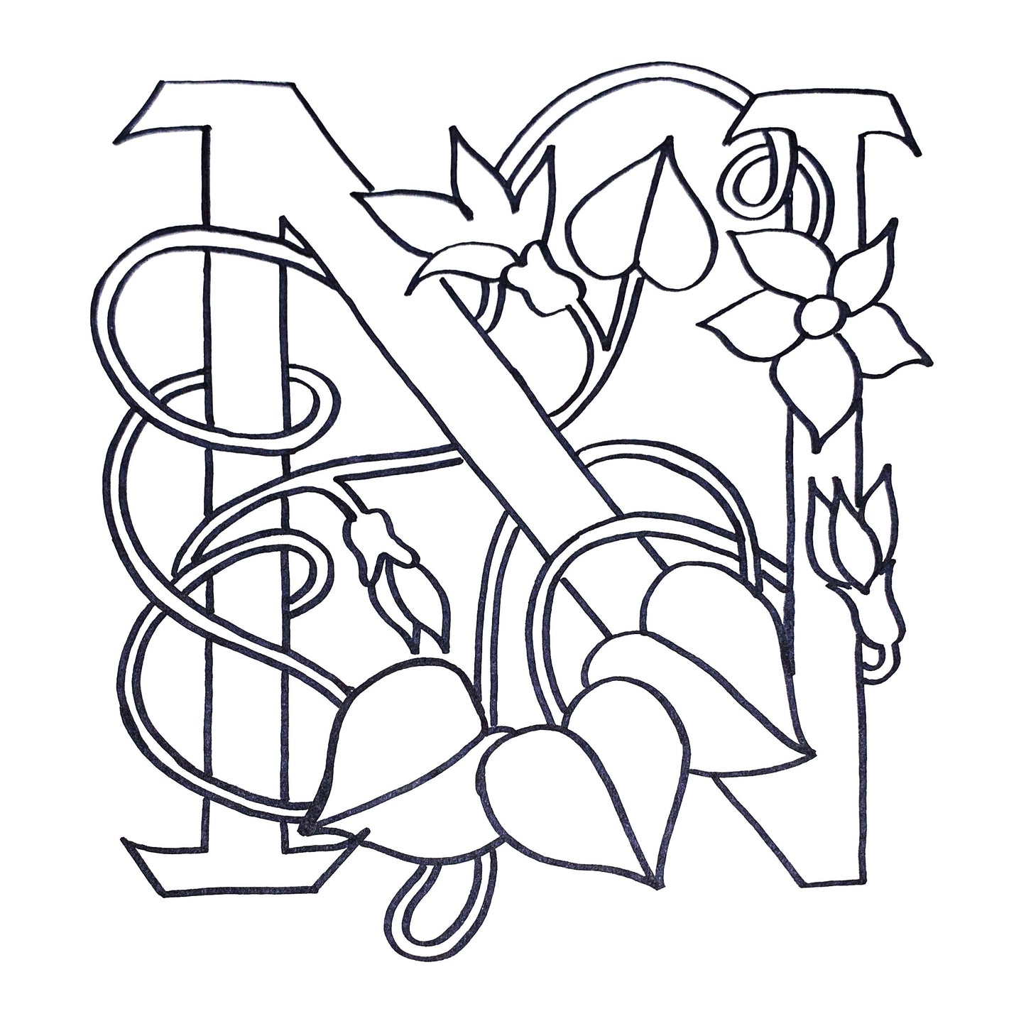 DiFranza Designs - Floral Letters, N - Rug Hooking Supplies