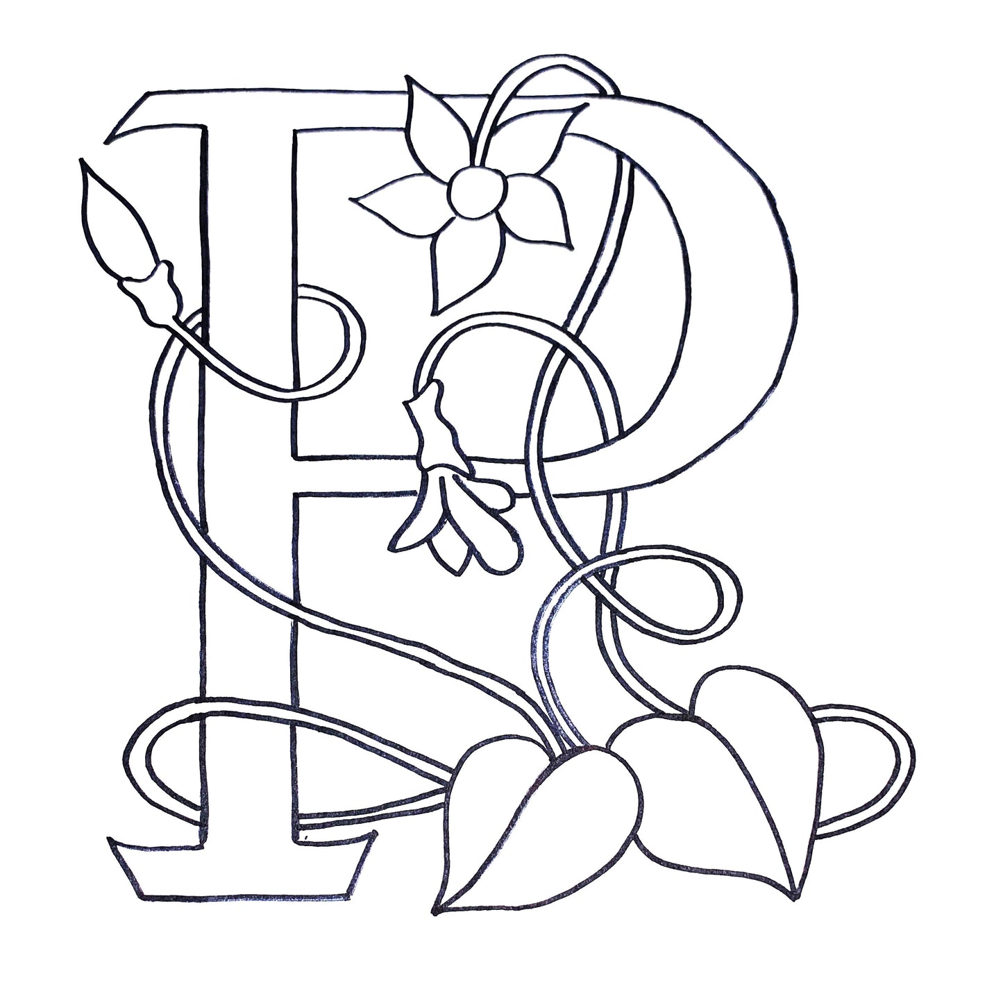 DiFranza Designs - Floral Letters, P - Rug Hooking Supplies