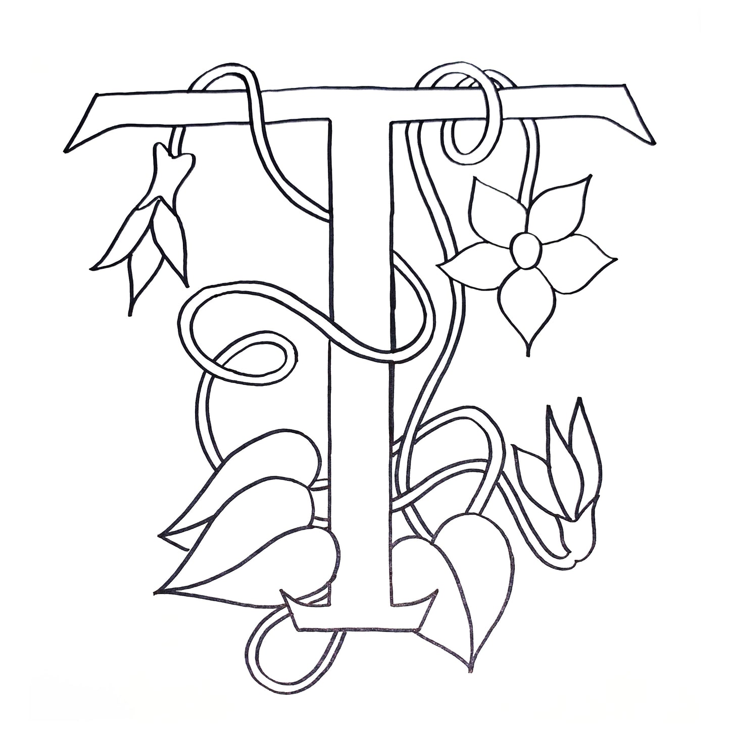 DiFranza Designs - Floral Letters, T - Rug Hooking Supplies