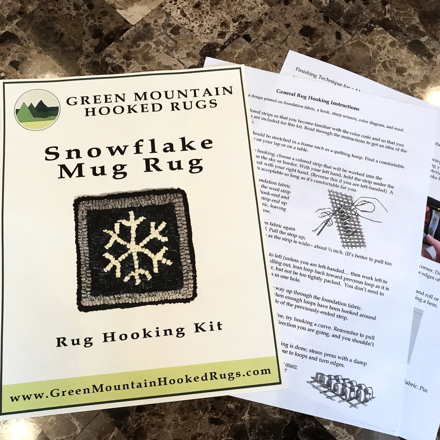 Kit - Snowflake Mug Rug - Rug Hooking Supplies