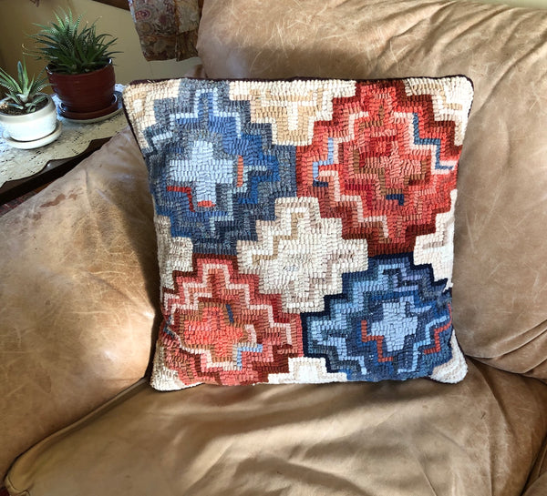 Pillow- American Geometric, Red & Blue