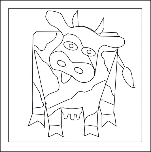 Discount Patterns - Cow Tile, on unbleached linen