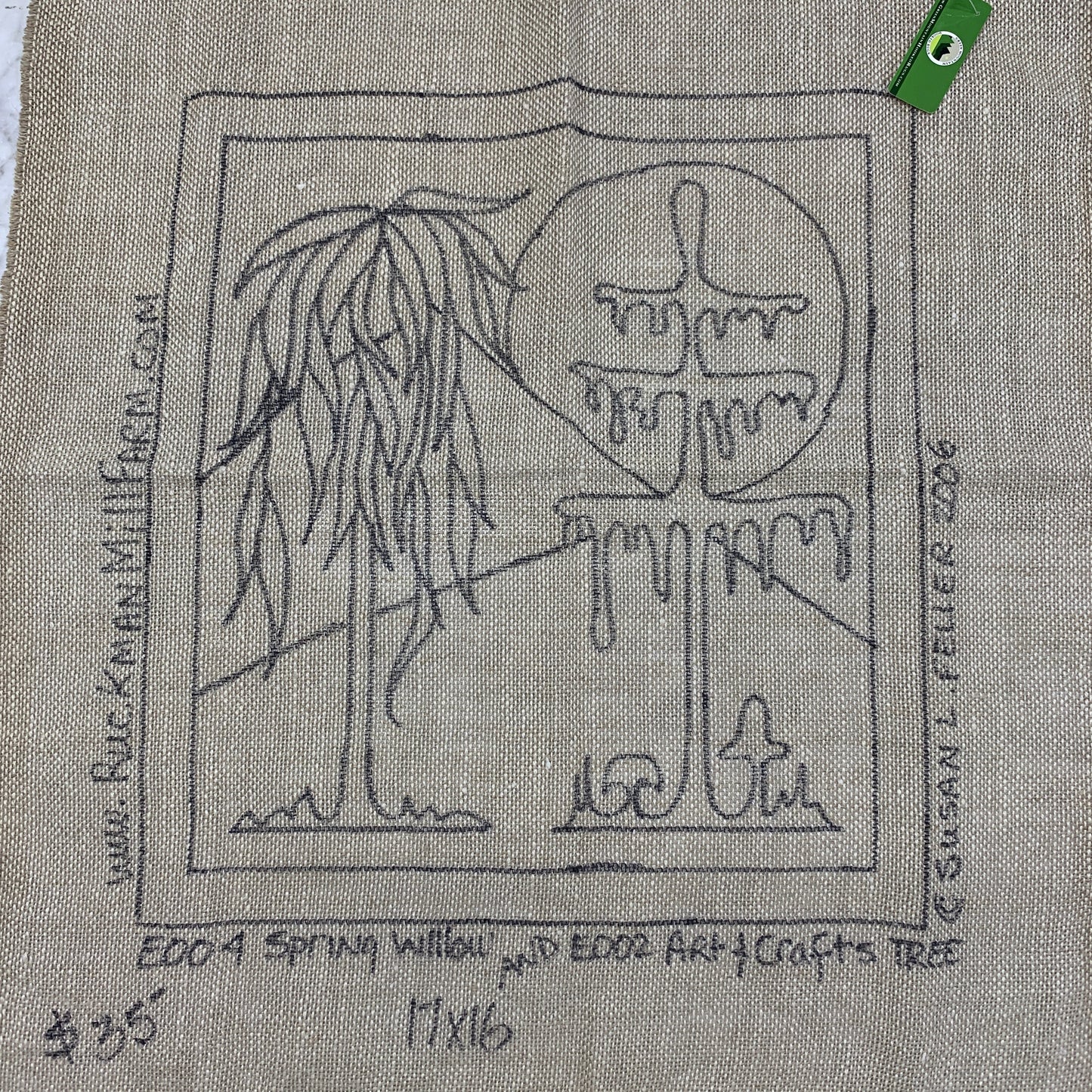 Discount Patterns - Spring Willow & Arts & Crafts Tree, on unbleached linen