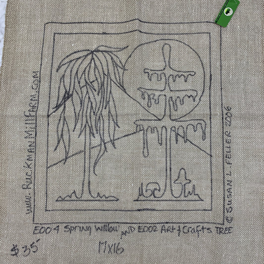 Discount Patterns - Spring Willow & Arts & Crafts Tree, on unbleached linen