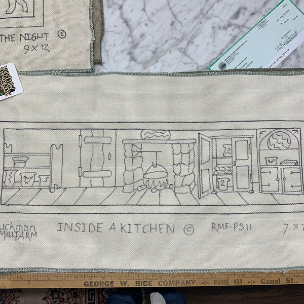 Discount Patterns - Inside a Kitchen, on unbleached linen