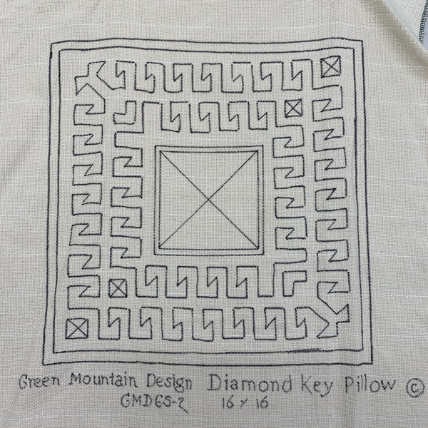 Discount Patterns -  Diamond Key Pillow, on monk's cloth