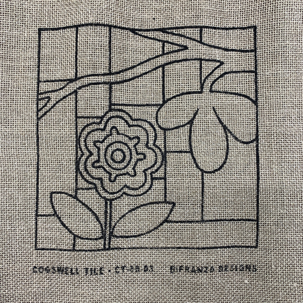 Discount Patterns - Cogswell Tile, on unbleached linen