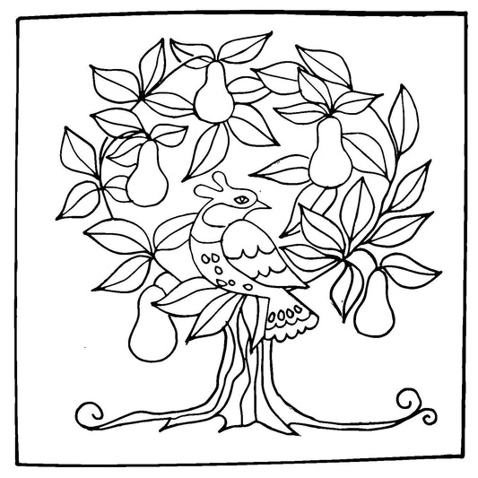 Discount Patterns - Partridge Pillow, on unbleached linen