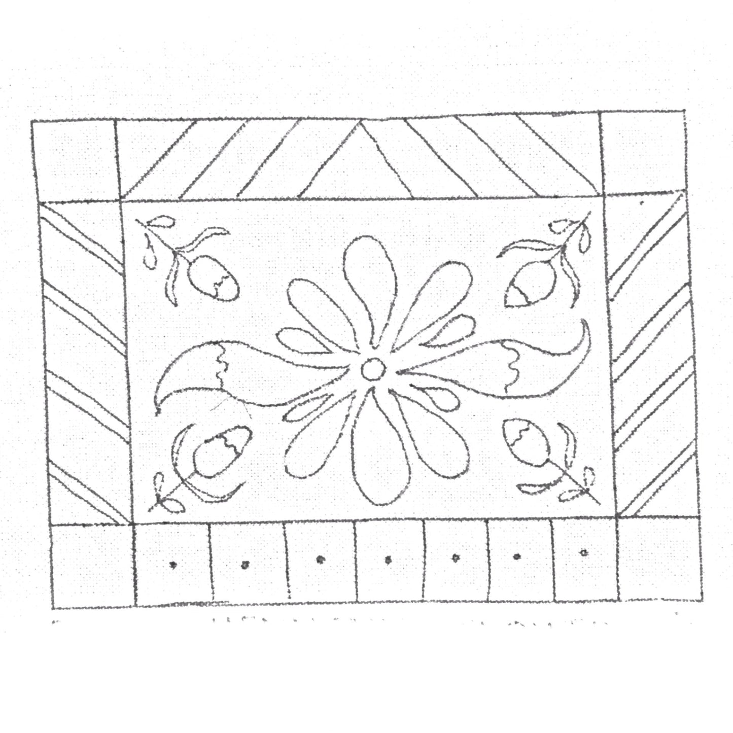 Discount Patterns - Mennonite Flower, on rug warp