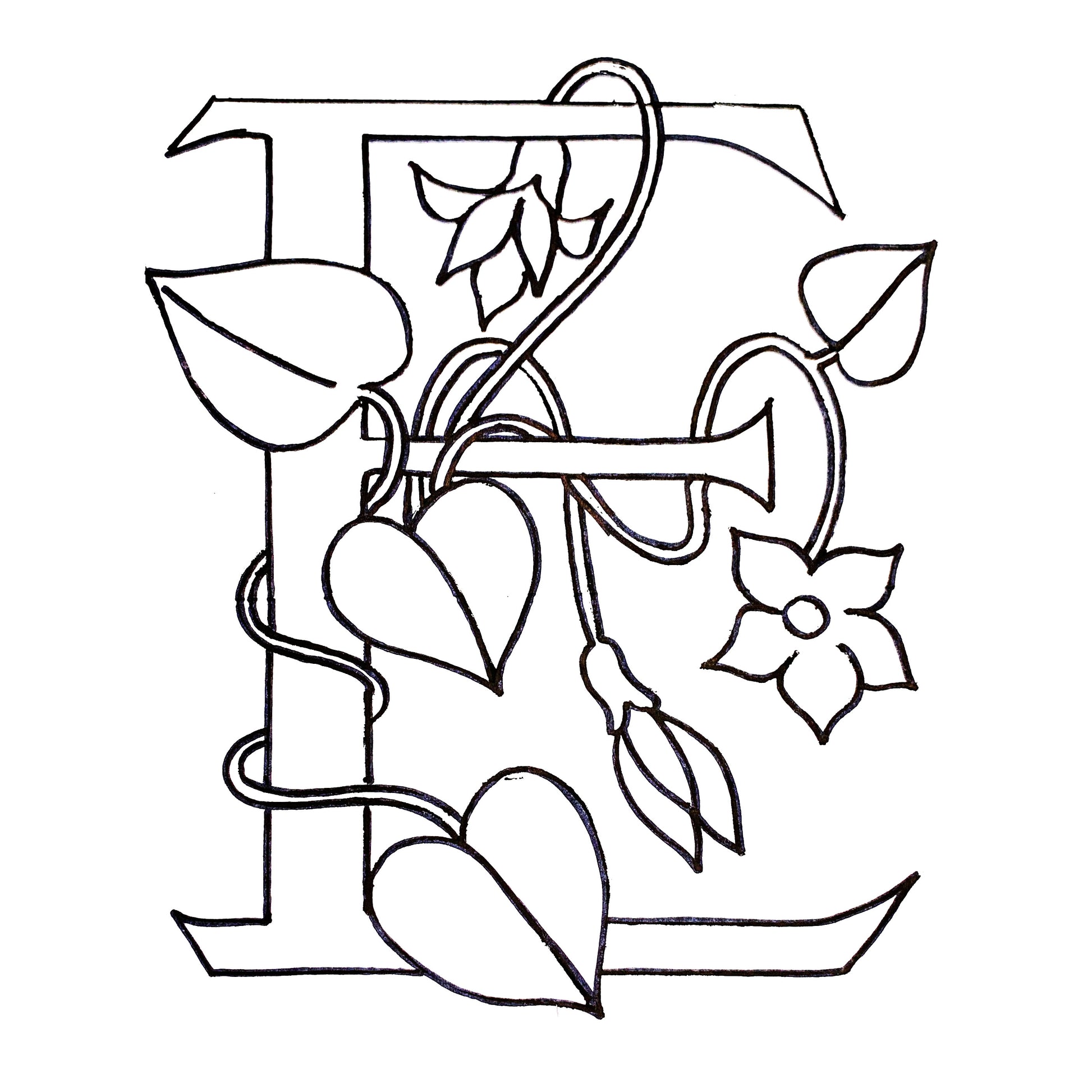 DiFranza Designs - Floral Letters, E - Rug Hooking Supplies