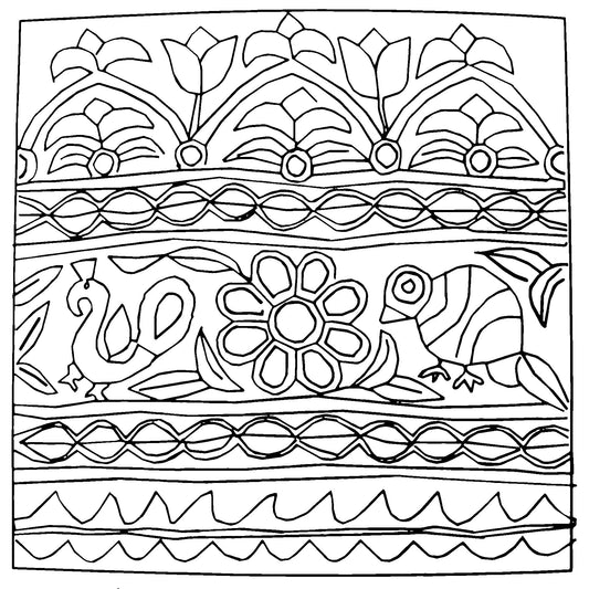 DiFranza Designs - Indian Bird and Flower - Rug Hooking Supplies