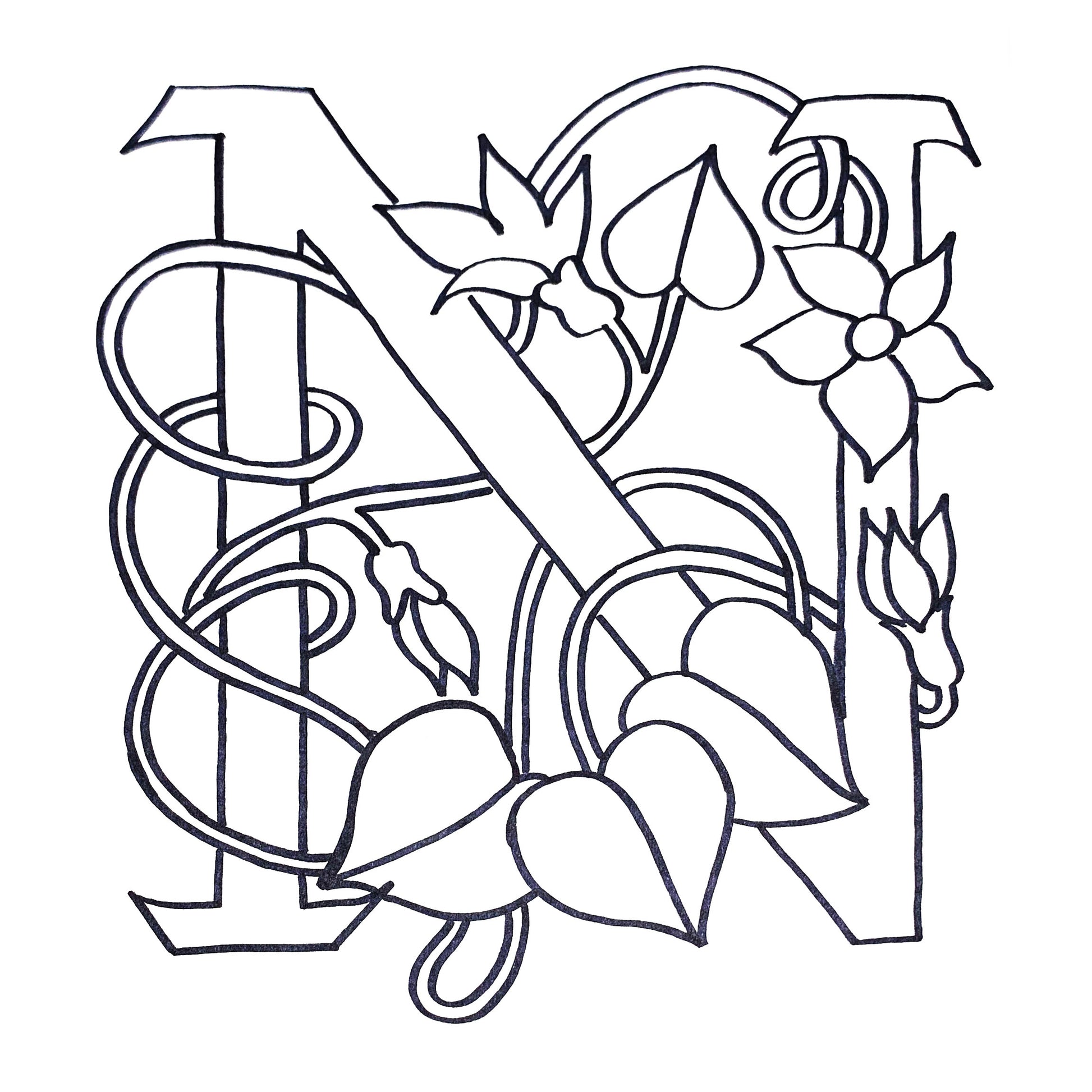 DiFranza Designs - Floral Letters, N - Rug Hooking Supplies