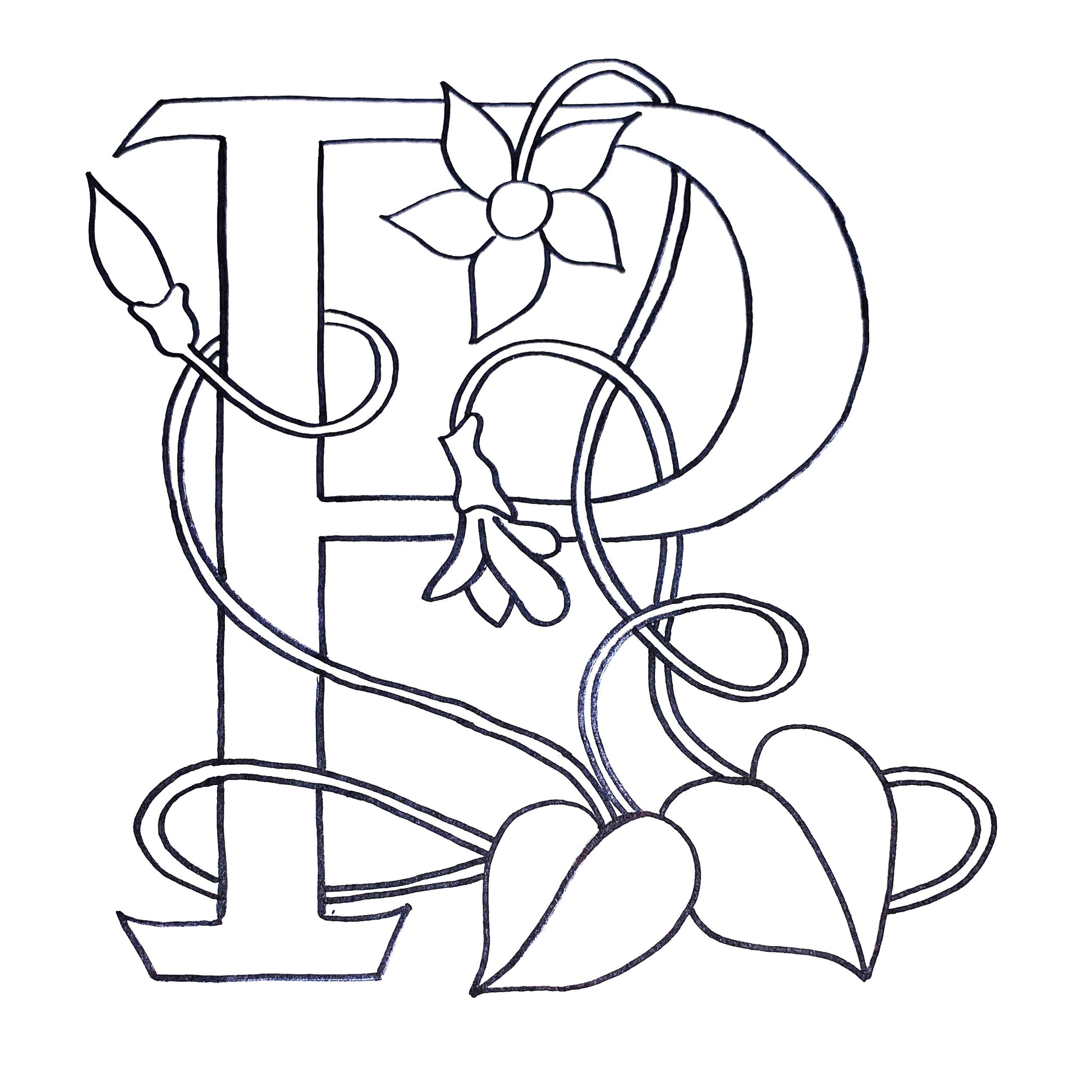 DiFranza Designs - Floral Letters, P - Rug Hooking Supplies