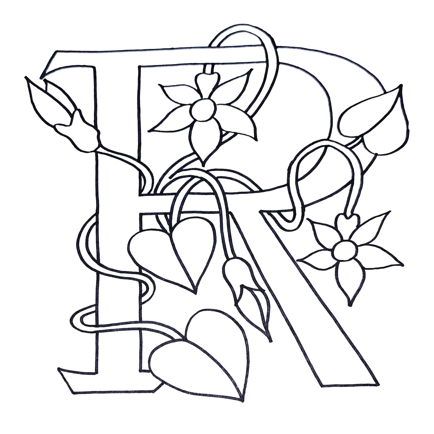 DiFranza Designs - Floral Letters, R - Rug Hooking Supplies