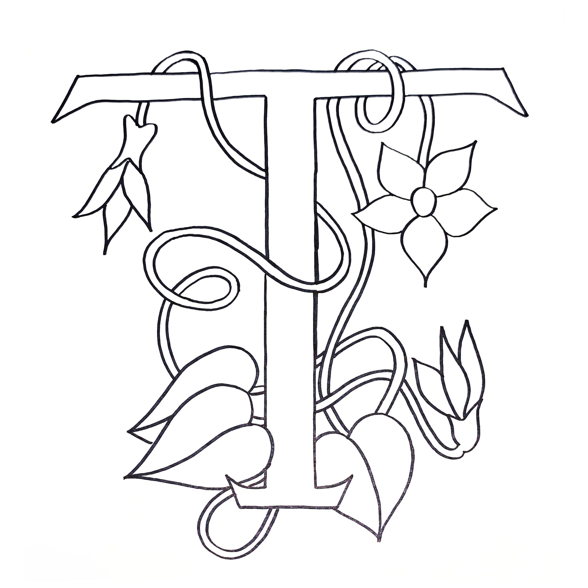 DiFranza Designs - Floral Letters, T - Rug Hooking Supplies