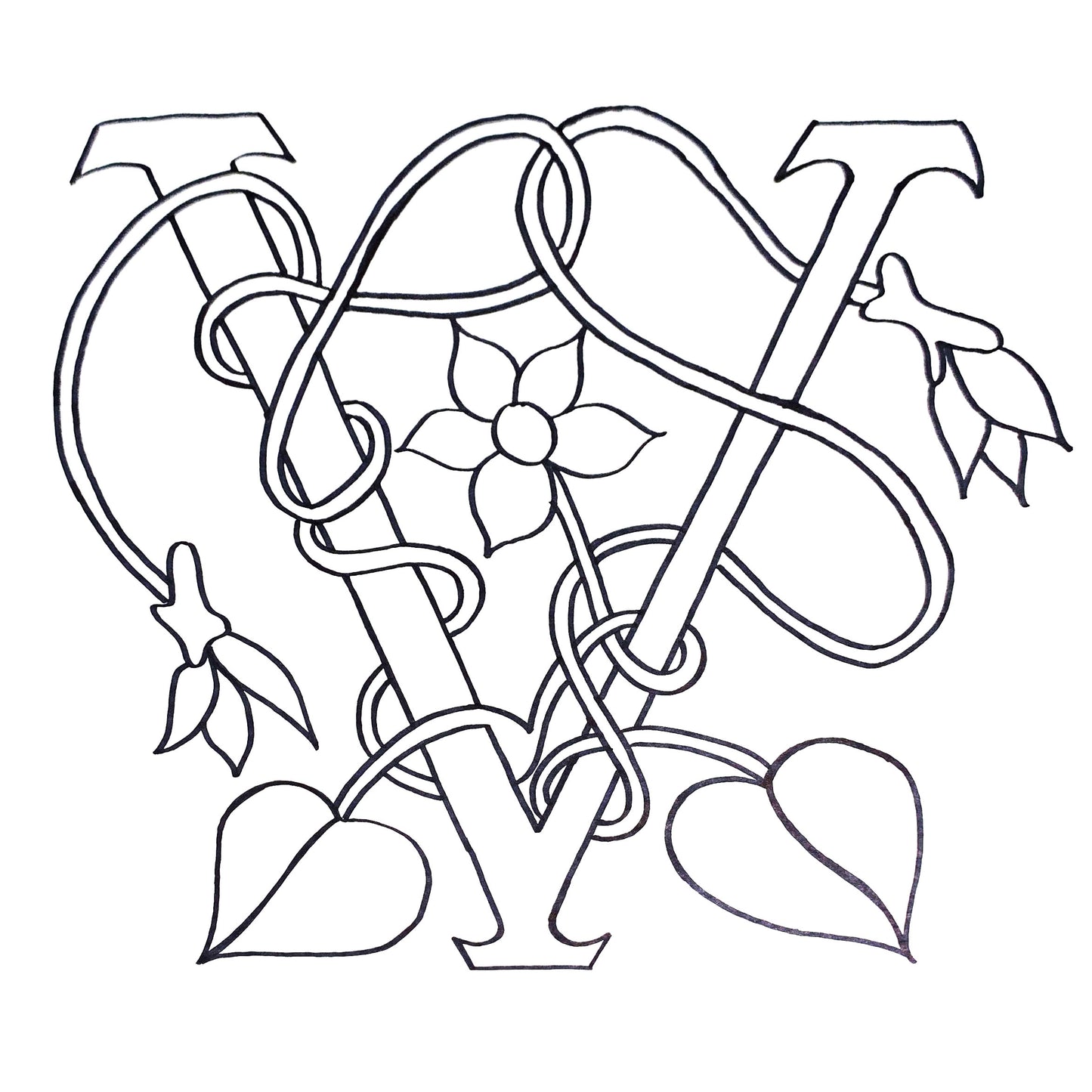 DiFranza Designs - Floral Letters, V - Rug Hooking Supplies