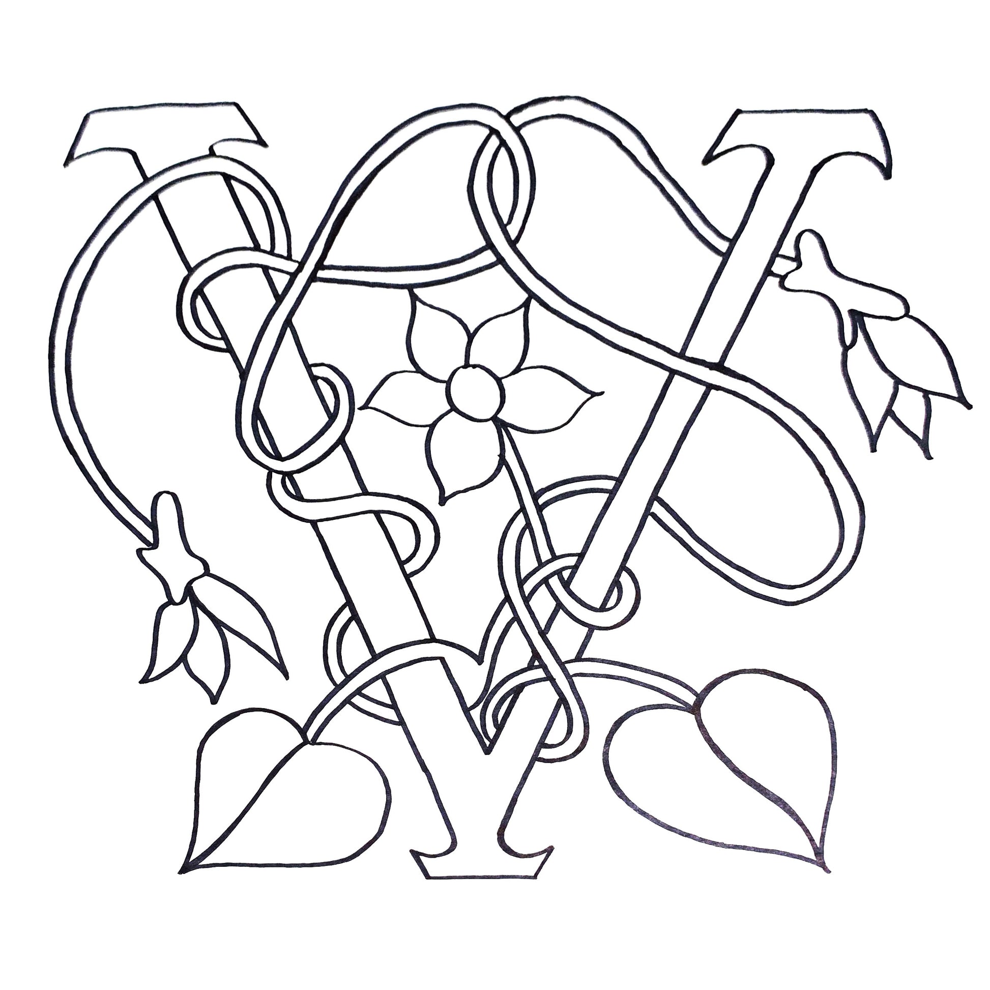 DiFranza Designs - Floral Letters, V - Rug Hooking Supplies