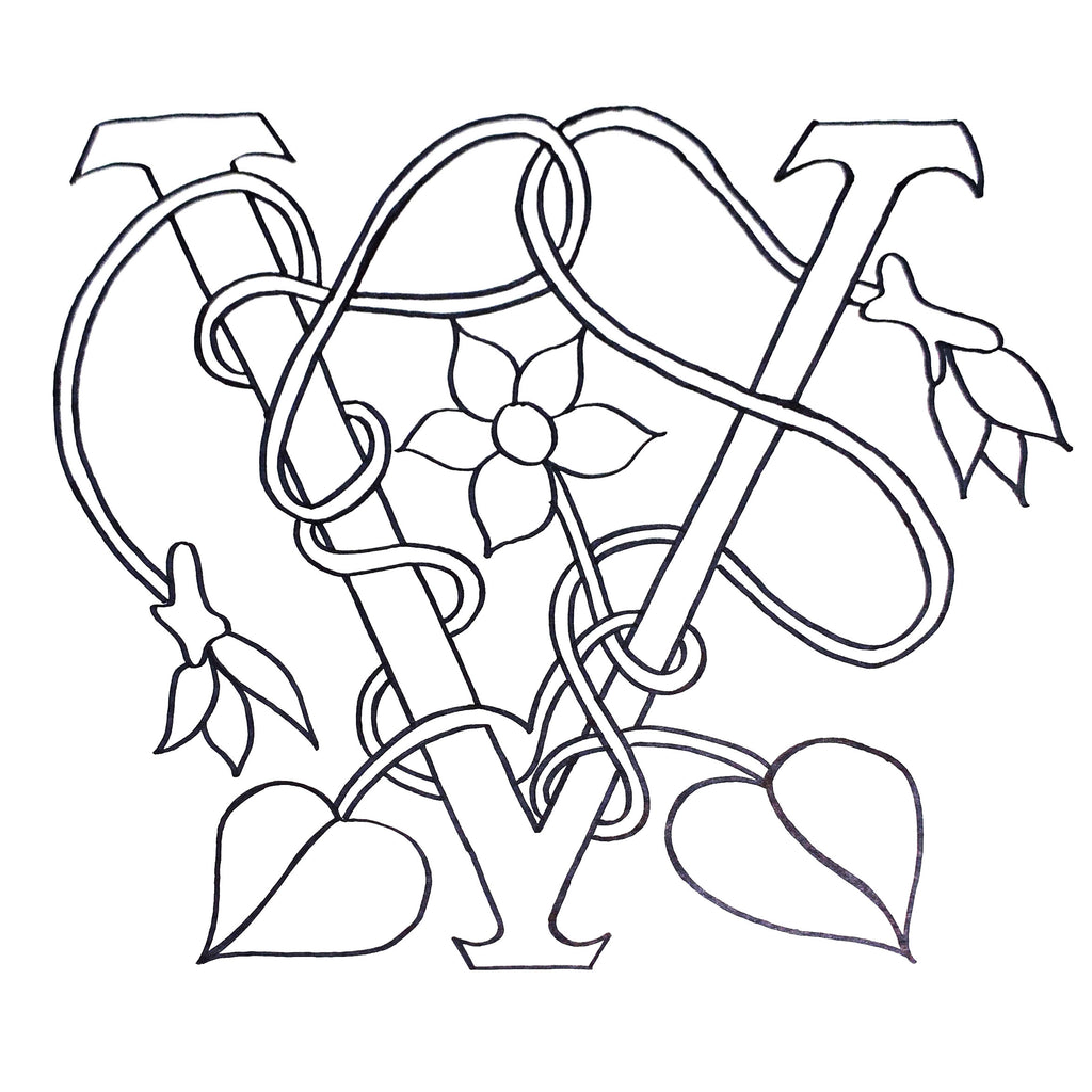 DiFranza Designs - Floral Letters, V - Rug Hooking Supplies